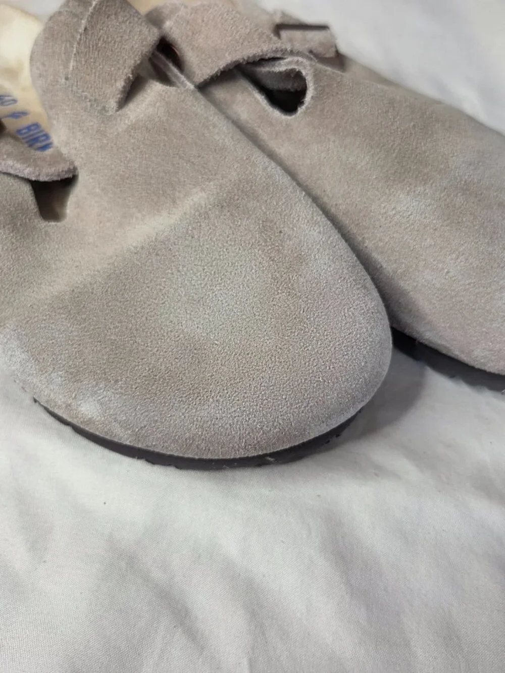Birkenstock - Women's  Boston Clogs Taupe Suede Size 40 - Picture 11 of 13